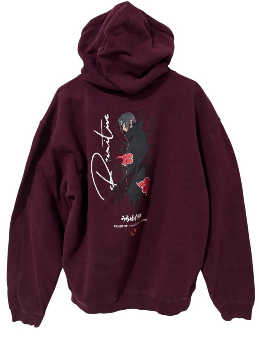 Primitive Naruto Shippuden Itachi Hoodie Large Burgundy Anime Graphic Sweatshirt